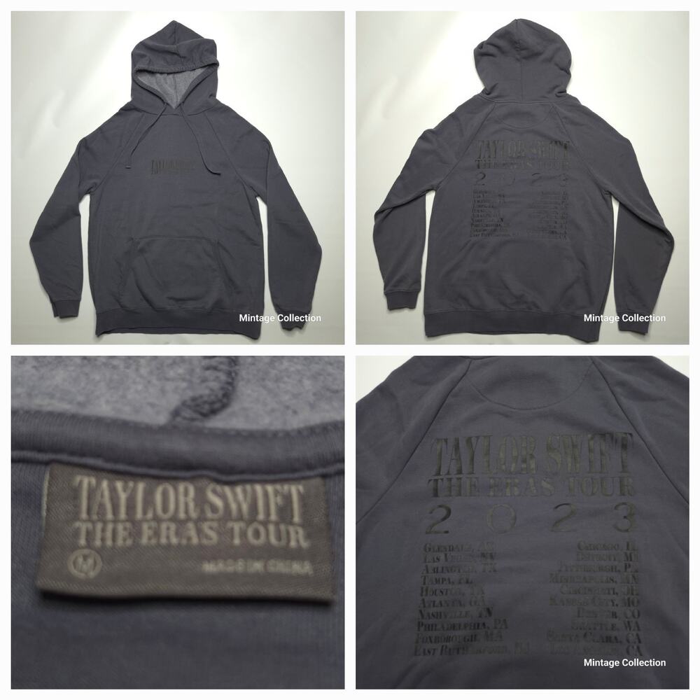 Taylor Swift 2023 The Eras Tour Merch Washed Blue Concert Hoodie Sweatshirt M